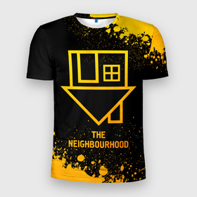 Мужская футболка 3D Slim с принтом The Neighbourhood   gold gradient в Белгороде, 100% полиэстер с улучшенными характеристиками | приталенный силуэт, круглая горловина, широкие плечи, сужается к линии бедра | Тематика изображения на принте: 