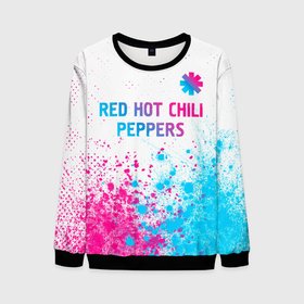Мужской свитшот 3D с принтом Red Hot Chili Peppers neon gradient style: символ сверху в Тюмени, 100% полиэстер с мягким внутренним слоем | круглый вырез горловины, мягкая резинка на манжетах и поясе, свободная посадка по фигуре | 