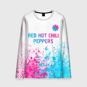 Мужской лонгслив 3D с принтом Red Hot Chili Peppers neon gradient style: символ сверху в Санкт-Петербурге, 100% полиэстер | длинные рукава, круглый вырез горловины, полуприлегающий силуэт | Тематика изображения на принте: 