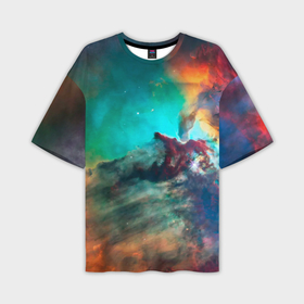 Мужская футболка oversize 3D с принтом Аморфный цветастый космос ,  |  | 
