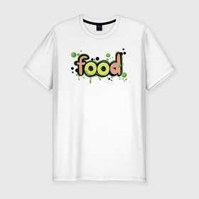 Мужская футболка хлопок Slim с принтом Food graffiti в Курске, 92% хлопок, 8% лайкра | приталенный силуэт, круглый вырез ворота, длина до линии бедра, короткий рукав | 