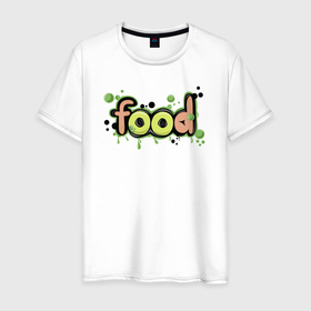 Мужская футболка хлопок с принтом Food graffiti , 100% хлопок | прямой крой, круглый вырез горловины, длина до линии бедер, слегка спущенное плечо. | 