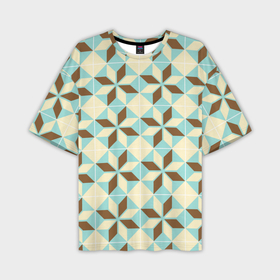 Мужская футболка oversize 3D с принтом Brown blue pattern в Петрозаводске,  |  | 