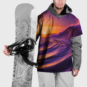 Накидка на куртку 3D с принтом Закат над пурпурными волнами в Курске, 100% полиэстер |  | Тематика изображения на принте: 