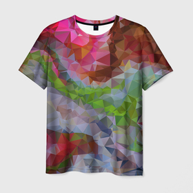 Мужская футболка 3D с принтом Красочный узор , 100% полиэфир | прямой крой, круглый вырез горловины, длина до линии бедер | Тематика изображения на принте: 
