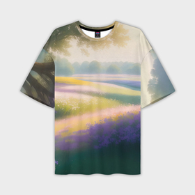 Мужская футболка oversize 3D с принтом Утро на цветочной поляне в Петрозаводске,  |  | 