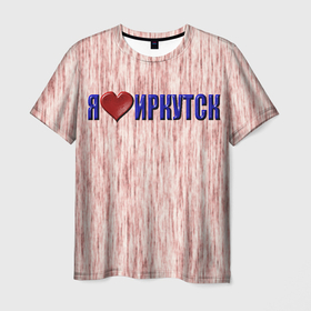 Мужская футболка 3D с принтом Любовь к Иркутску в Белгороде, 100% полиэфир | прямой крой, круглый вырез горловины, длина до линии бедер | 