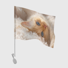 Флаг для автомобиля с принтом Кошечка на мягком в Курске, 100% полиэстер | Размер: 30*21 см | 