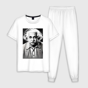 Мужская пижама хлопок с принтом Альбертик Эйнштейн в Курске, 100% хлопок | брюки и футболка прямого кроя, без карманов, на брюках мягкая резинка на поясе и по низу штанин
 | 