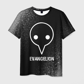 Мужская футболка 3D с принтом Evangelion glitch на темном фоне , 100% полиэфир | прямой крой, круглый вырез горловины, длина до линии бедер | 