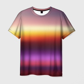 Мужская футболка 3D с принтом Закат, абстрактные полосы с размытием в Курске, 100% полиэфир | прямой крой, круглый вырез горловины, длина до линии бедер | 