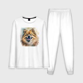 Мужская пижама с лонгсливом хлопок с принтом Йоркширский терьер собака улыбака ,  |  | 