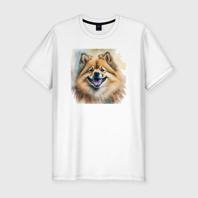 Мужская футболка хлопок Slim с принтом Йоркширский терьер собака улыбака , 92% хлопок, 8% лайкра | приталенный силуэт, круглый вырез ворота, длина до линии бедра, короткий рукав | Тематика изображения на принте: 