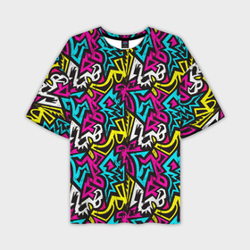 Мужская футболка oversize 3D с принтом Цветные зигзаги Colored zigzags в Курске,  |  | 