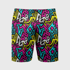 Мужские шорты спортивные с принтом Цветные зигзаги Colored zigzags в Тюмени,  |  | Тематика изображения на принте: 