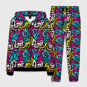 Мужской костюм 3D с принтом Цветные зигзаги Colored zigzags в Курске, 100% полиэстер | Манжеты и пояс оформлены тканевой резинкой, двухслойный капюшон со шнурком для регулировки, карманы спереди | 