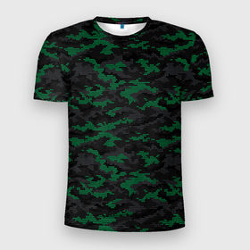 Мужская футболка 3D Slim с принтом Точечный камуфляжный узор Spot camouflage pattern в Екатеринбурге, 100% полиэстер с улучшенными характеристиками | приталенный силуэт, круглая горловина, широкие плечи, сужается к линии бедра | 