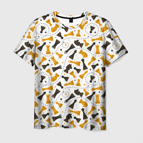 Мужская футболка 3D с принтом Шахматные фигуры   Chess , 100% полиэфир | прямой крой, круглый вырез горловины, длина до линии бедер | 