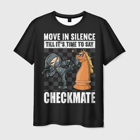 Мужская футболка 3D с принтом Checkmat от ниндзя в Кировске, 100% полиэфир | прямой крой, круглый вырез горловины, длина до линии бедер | 