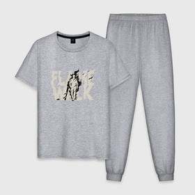 Мужская пижама хлопок с принтом flame walk в Курске, 100% хлопок | брюки и футболка прямого кроя, без карманов, на брюках мягкая резинка на поясе и по низу штанин
 | Тематика изображения на принте: 