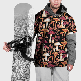 Накидка на куртку 3D с принтом Грибы в сепии в Петрозаводске, 100% полиэстер |  | Тематика изображения на принте: 