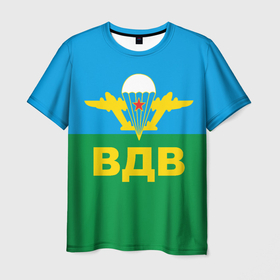 Мужская футболка 3D с принтом ВДВ   символика в Санкт-Петербурге, 100% полиэфир | прямой крой, круглый вырез горловины, длина до линии бедер | 