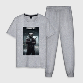 Мужская пижама хлопок с принтом Payday 3 bulldog в Курске, 100% хлопок | брюки и футболка прямого кроя, без карманов, на брюках мягкая резинка на поясе и по низу штанин
 | 