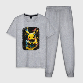 Мужская пижама хлопок с принтом Electric Charm в Кировске, 100% хлопок | брюки и футболка прямого кроя, без карманов, на брюках мягкая резинка на поясе и по низу штанин
 | 