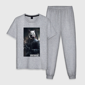 Мужская пижама хлопок с принтом Payday 3  bulldog в Курске, 100% хлопок | брюки и футболка прямого кроя, без карманов, на брюках мягкая резинка на поясе и по низу штанин
 | 