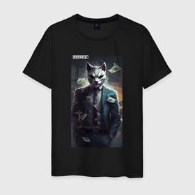 Мужская футболка хлопок с принтом Payday 3  cat в Петрозаводске, 100% хлопок | прямой крой, круглый вырез горловины, длина до линии бедер, слегка спущенное плечо. | 