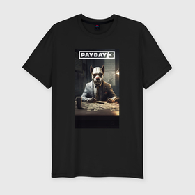 Мужская футболка хлопок Slim с принтом Payday 3   bulldog в Санкт-Петербурге, 92% хлопок, 8% лайкра | приталенный силуэт, круглый вырез ворота, длина до линии бедра, короткий рукав | 