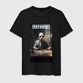 Мужская футболка хлопок с принтом Payday 3   bulldog в Петрозаводске, 100% хлопок | прямой крой, круглый вырез горловины, длина до линии бедер, слегка спущенное плечо. | 