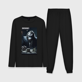 Мужская пижама с лонгсливом хлопок с принтом Payday 3 gorilla with money в Курске,  |  | 