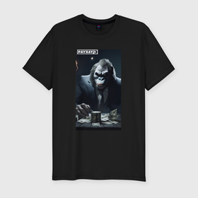 Мужская футболка хлопок Slim с принтом Payday 3 gorilla with money в Кировске, 92% хлопок, 8% лайкра | приталенный силуэт, круглый вырез ворота, длина до линии бедра, короткий рукав | 