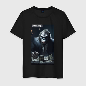 Мужская футболка хлопок с принтом Payday 3 gorilla with money в Петрозаводске, 100% хлопок | прямой крой, круглый вырез горловины, длина до линии бедер, слегка спущенное плечо. | 