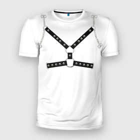 Мужская футболка 3D Slim с принтом White Gachimuchi Armor в Тюмени, 100% полиэстер с улучшенными характеристиками | приталенный силуэт, круглая горловина, широкие плечи, сужается к линии бедра | 