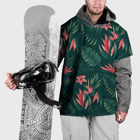 Накидка на куртку 3D с принтом Красные цветы папоротника в Курске, 100% полиэстер |  | Тематика изображения на принте: 