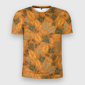 Мужская футболка 3D Slim с принтом Мексиканские оранжевые папаротники в Санкт-Петербурге, 100% полиэстер с улучшенными характеристиками | приталенный силуэт, круглая горловина, широкие плечи, сужается к линии бедра | Тематика изображения на принте: 