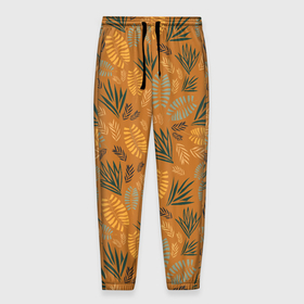 Мужские брюки 3D с принтом Мексиканские оранжевые папаротники в Тюмени, 100% полиэстер | манжеты по низу, эластичный пояс регулируется шнурком, по бокам два кармана без застежек, внутренняя часть кармана из мелкой сетки | 