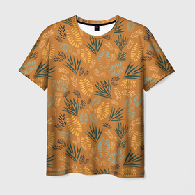 Мужская футболка 3D с принтом Мексиканские оранжевые папаротники в Санкт-Петербурге, 100% полиэфир | прямой крой, круглый вырез горловины, длина до линии бедер | Тематика изображения на принте: 