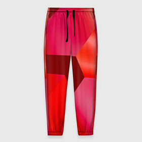 Мужские брюки 3D с принтом Красная геометрия в Екатеринбурге, 100% полиэстер | манжеты по низу, эластичный пояс регулируется шнурком, по бокам два кармана без застежек, внутренняя часть кармана из мелкой сетки | 