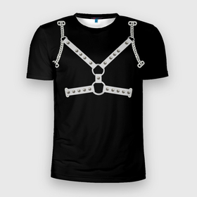 Мужская футболка 3D Slim с принтом Black Gachimuchi Armor в Екатеринбурге, 100% полиэстер с улучшенными характеристиками | приталенный силуэт, круглая горловина, широкие плечи, сужается к линии бедра | 