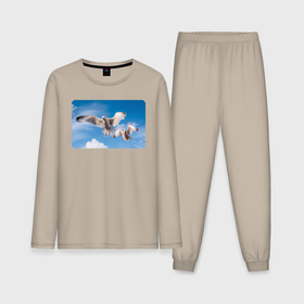 Мужская пижама с лонгсливом хлопок с принтом Чайки в небе в Санкт-Петербурге,  |  | 