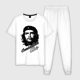 Мужская пижама хлопок с принтом Comandante Che в Екатеринбурге, 100% хлопок | брюки и футболка прямого кроя, без карманов, на брюках мягкая резинка на поясе и по низу штанин
 | 