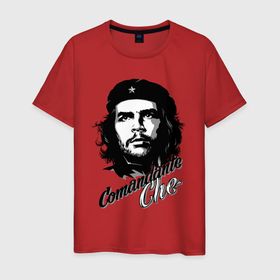 Мужская футболка хлопок с принтом Comandante Che в Санкт-Петербурге, 100% хлопок | прямой крой, круглый вырез горловины, длина до линии бедер, слегка спущенное плечо. | 