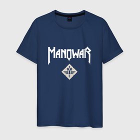 Мужская футболка хлопок с принтом Manowar: Gods of War в Белгороде, 100% хлопок | прямой крой, круглый вырез горловины, длина до линии бедер, слегка спущенное плечо. | 