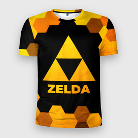 Мужская футболка 3D Slim с принтом Zelda   gold gradient в Тюмени, 100% полиэстер с улучшенными характеристиками | приталенный силуэт, круглая горловина, широкие плечи, сужается к линии бедра | 