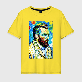Мужская футболка хлопок Oversize с принтом Vincent van Gogh   self portrait   expressionism в Екатеринбурге, 100% хлопок | свободный крой, круглый ворот, “спинка” длиннее передней части | 