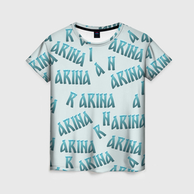 Женская футболка 3D с принтом Арина   текст паттерн в Белгороде, 100% полиэфир ( синтетическое хлопкоподобное полотно) | прямой крой, круглый вырез горловины, длина до линии бедер | 