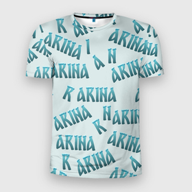 Мужская футболка 3D Slim с принтом Арина   текст паттерн в Новосибирске, 100% полиэстер с улучшенными характеристиками | приталенный силуэт, круглая горловина, широкие плечи, сужается к линии бедра | 